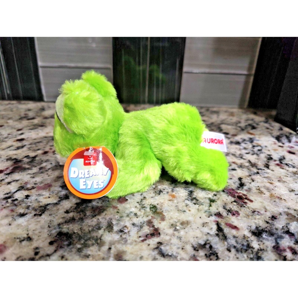 Aurora Frog Plush Dreamy Green Glassy‎ Eyes Cuddly Soft Beanie Rear  7 " - Picture 2 of 7